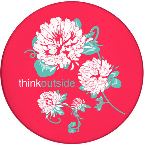 Think Outside Clover Flower | Ceramic Coaster | Moisture Proof | Spiced Poppy Pink | Front