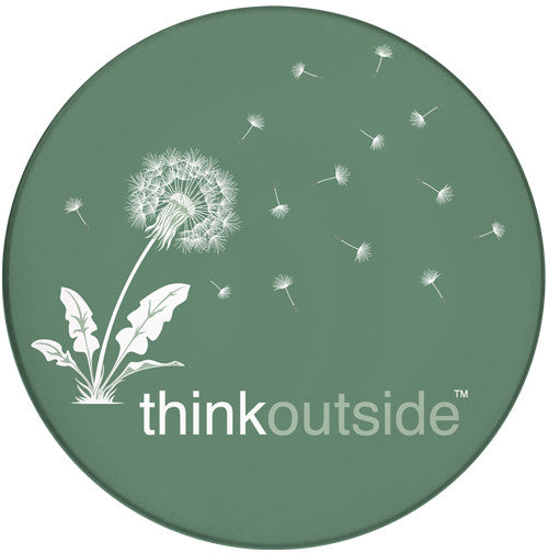 Think Outside Dandelion Sandstone Ceramic Coaster | Front