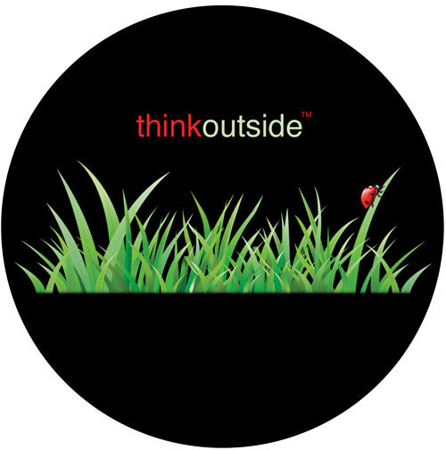 Think Outside Grass Sandstone Ceramic Coaster | Ladybug Grass | Front