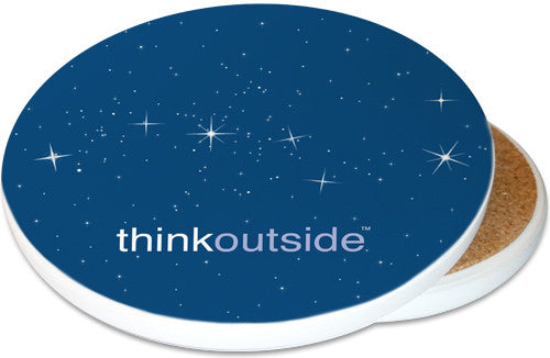 ThinkOutside Stars Sandstone Ceramic Coaster | Big Dipper Constellation | Image shows front and cork back