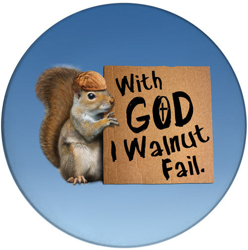 With God I Walnut fail Sandstone Ceramic Coaster