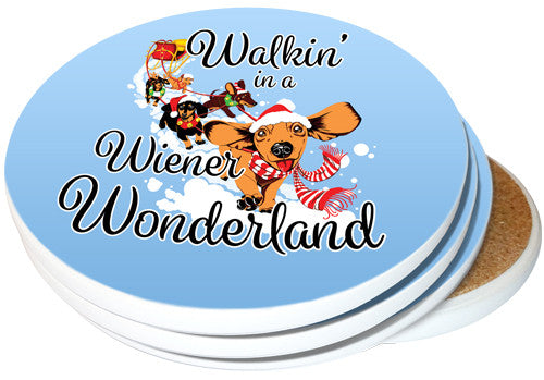 Walkin' in a Wiener Wonderland Dachshund Coasters | 4pack | Holiday Coaster