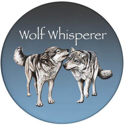 Wolf Whisperer Sandstone Ceramic Coaster | Wolf Coaster | Front