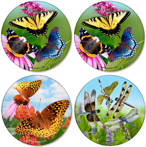 Butterflies & Dragonfly Coaster Variety Pack | Sandstone Coasters | Jim Rathert Photography | 4 pack