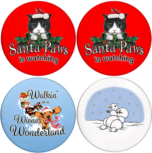 Christmas Variety Pack | Sandstone Ceramic Coasters | 4 Pack